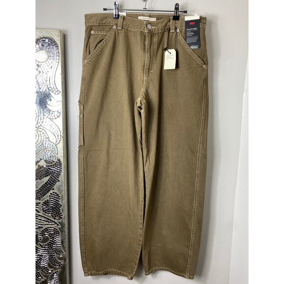 LEVI’S JEANS BAGGY UTILITY ESPRESSO BROWN CARGO SLOUCHY STRAIGHT LEG DENIM - Picture 2 of 13